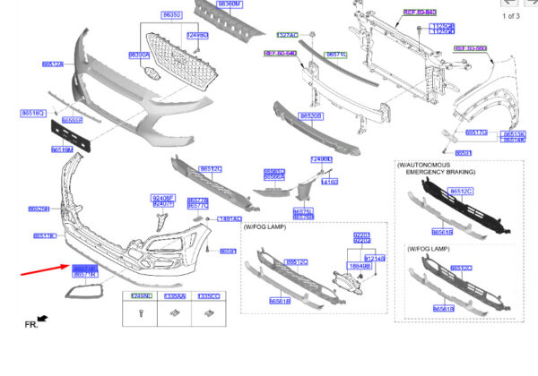 86563J9IA0 - Hyundai Kona MK1 bumper trim front left 86563J9IA0, original part