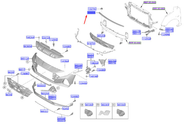 86570CO000 - Hyundai i20 MK3 Front Bumper Stiffener 86570CO000 NEW ORIGINAL