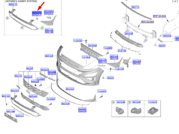 86583J9NA0 - Hyundai Kona MK1 Ultrasonic Holder Front Right Inside 86583J9NA0 NEW ORIGINAL