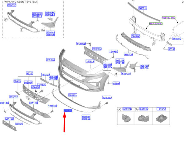 86587J9NA0 - Hyundai Kona MK1 Center Range for Front Bumper 86587J9NA0, Original Part