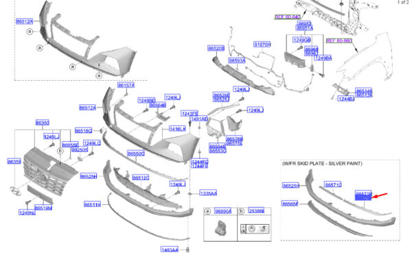 86595N7010 - Hyundai Tucson NX4 MK4 bumper strip front left 86595N7010, original part