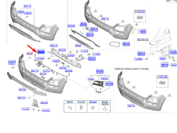 86636J9000 - Hyundai Kona MK1 Upper Bumper Mount Rear Right 86636J9000 Part