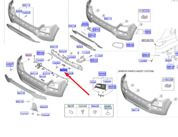 86637J9000 - Hyundai Kona MK1 Mount for Rear Rack Bottom 86637J9000, Original Part