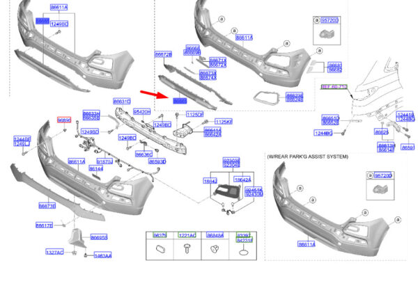 86671J9000 - Hyundai Kona MK1 underrun protection for rear bumper 86671J9000, original part