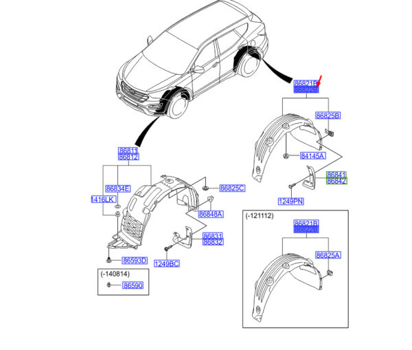868222W000 - Hyundai Santa Fe MK3 DM wheelbase trim rear right 868222W000 original part