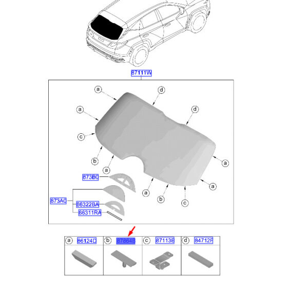 87115G3000 - Hyundai Tucson NX4 MK4 Tailgate Glass Stopper 87115G3000, Original