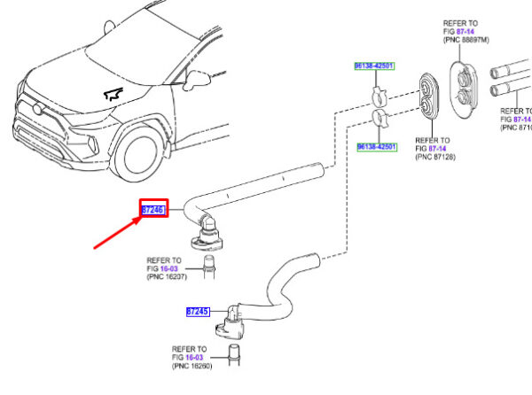 8720942260 - Toyota RAV 4V XA50 heating water outlet hose 8720942260, original part