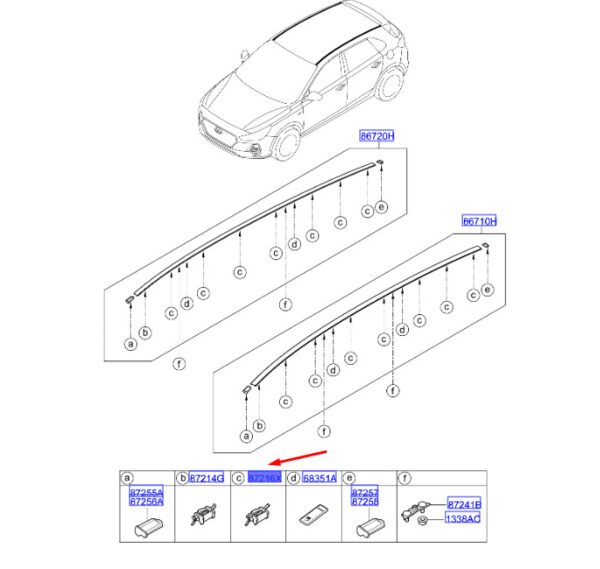 87216G3000 - HYUNDAI i30 MK3 Roof Moulding Clip 87216G3000 NEW GENUINE