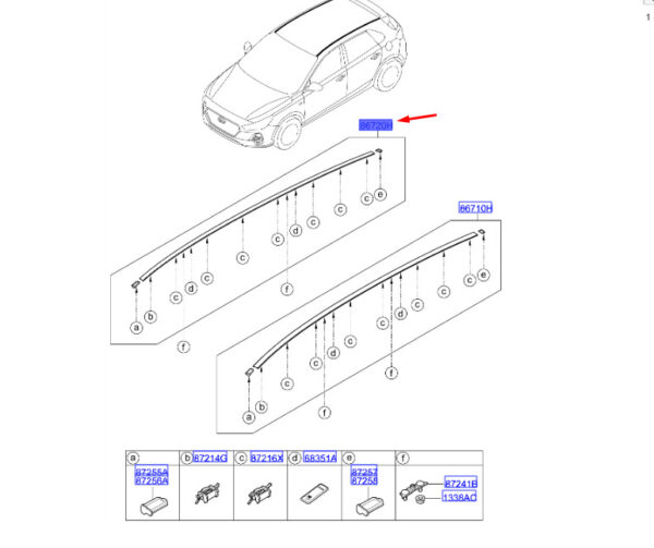 87220G4200 - Hyundai i30 MK3 station wagon right side roof strip molding 87220G4200 original