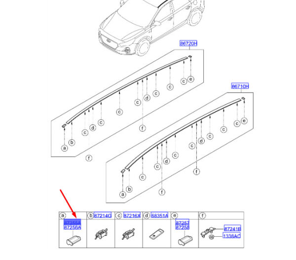 87233G4AA0 - Hyundai i30 MK3 roof molding front left 87233G4AA0, original part