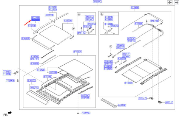 872362W510 - Hyundai Santa Fe MK3 DM Roof No. 1 Right Molding 872362W510 NEW ORIGINAL