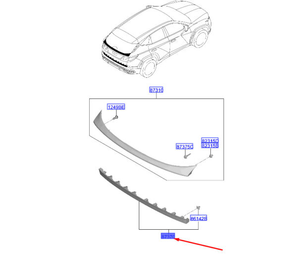 87370N7000 - Hyundai Tucson NX4 MK4 Rear Panel Molding Part 87370N7000, Original