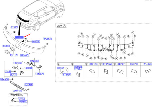 873712W000 - Hyundai Santa Fe MK3 DM tailgate top trim 873712W000 NEW ORIGINAL