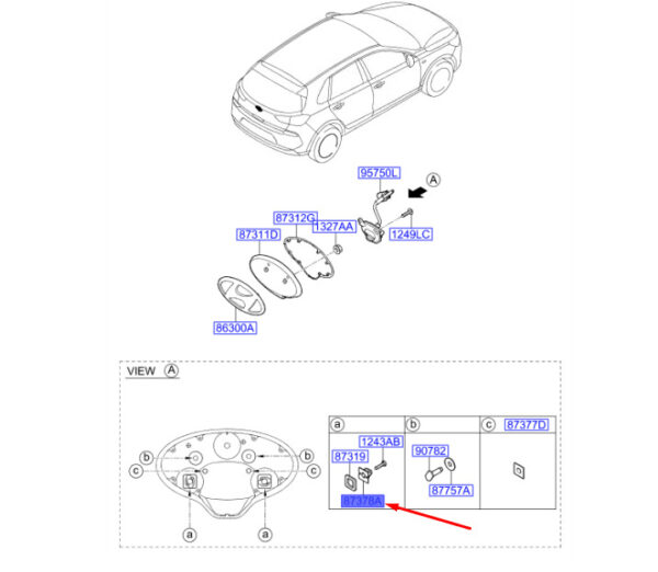 873783R000 - Hyundai i30 MK3 molding for rear panel 873783R000, original part
