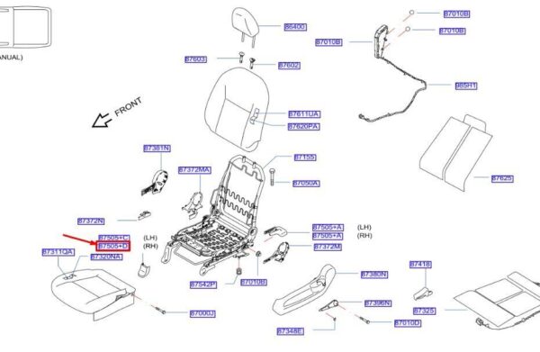 875074JA0A - NISSAN NAVARA MK3 D23 Front Left Seat Right Slide Cover 875074JA0A NEW GENUINE