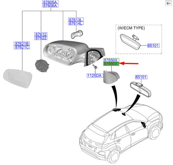 87660J9000TRY - Hyundai Kona MK1 Front Right Quadrant Inside 87660J9000TRY