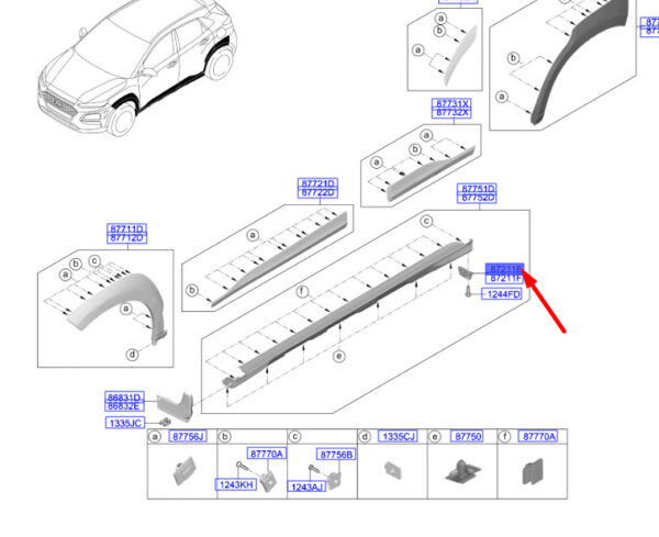 87756J9000 - Hyundai Kona MK1, right rear deflector, 87756J9000, original part