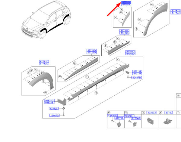 87781J9500 - Hyundai Kona MK1 Rear Door No. 1 Right Molding 87781J9500 NEW ORIGINAL
