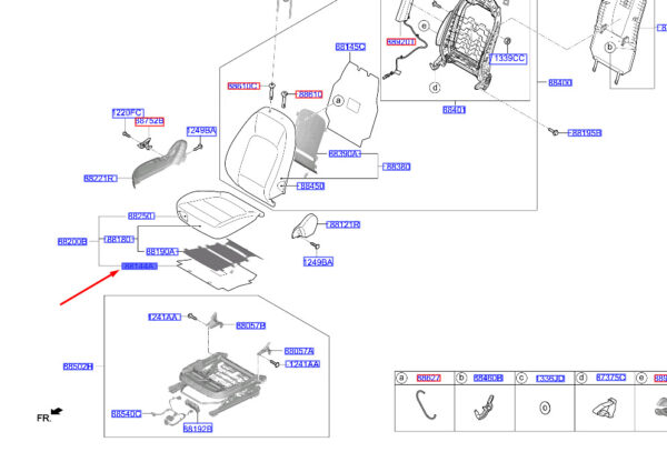 881451R001 - Hyundai Kona MK1, Anti-Noise Cover, Front Seat Pad, 881451R001, Original
