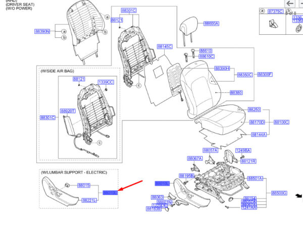881912W010NBC - Hyundai Santa FE MK Front Left Seat Outer Protection LHD 881912W010NBC New