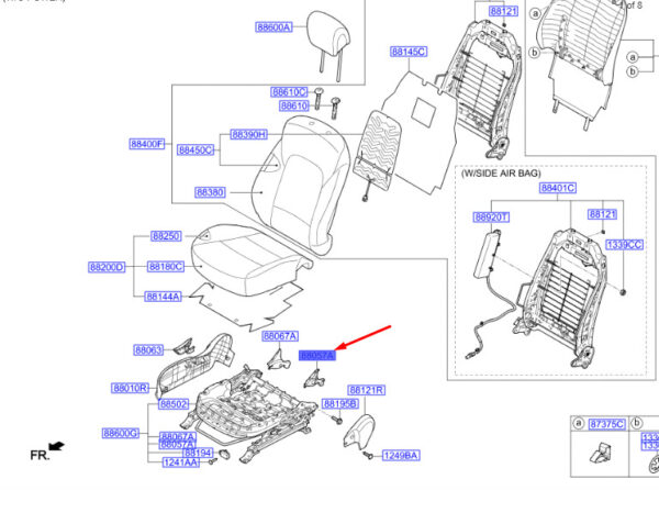 881932W000RYN - Hyundai Santa FE MK3 seat cover front left inside 881932W000RYN NEW ORIGINAL