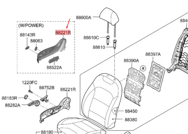 88271G5010WK - Kia Niro MK1 Front Seat Outer Right Protective Cover 88271G5010WW NEW ORIGINAL