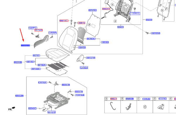 88291J9000TRY - Hyundai Kona MK1 Vordersitz äußere rechte Abschirmung Assy 88291J9000TRY NEU