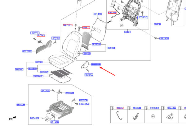 88292G2000TRY - Hyundai Kona MK1 Front Seat Cover Inside Right 88292G2000TRY NEW ORIGINAL