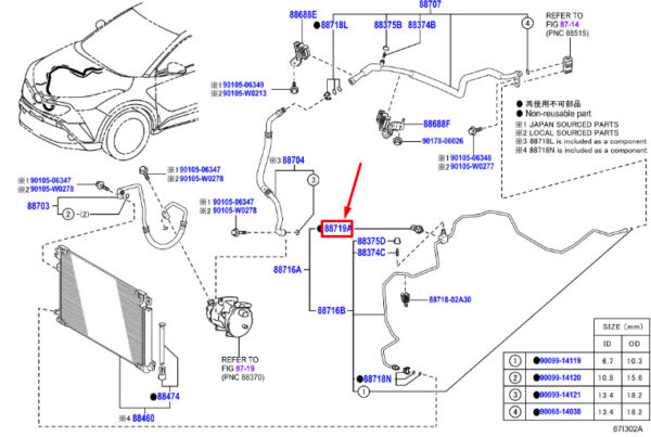 88719F4010 - TOYOTA C-HR MK1 Air Conditioning Pressure Sensor 88719F4010 NEW ORIGINAL
