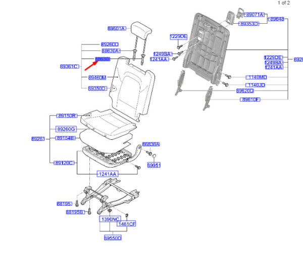 887201R000RYN - Hyundai Santa Fe MK3 DM 3rd Seat Headrest Guide 887201R000RYN NEW GENUINE