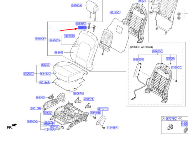 887202W000VFG - Hyundai Santa Fe MK3 Front Seat Headrest Lever Guide 887202W000VFG NEW