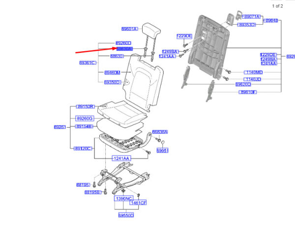 887221R000SNB - Hyundai Santa Fe MK3 DM 3. Seat headrest guide 887221R000SNB NEW ORIGINAL