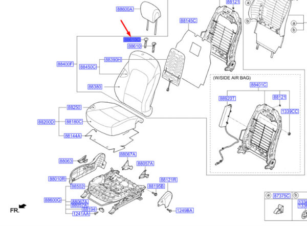 887222W000VFG - Hyundai Santa Fe MK3 Front Seat Headrest Lever Guide 887222W000VFG NEW
