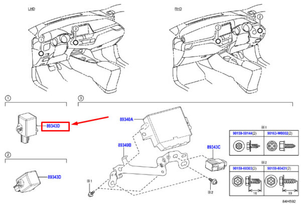 8934312020 - Toyota C-HR MK1 Distance Warning Number 8934312020, NEW, ORIGINAL