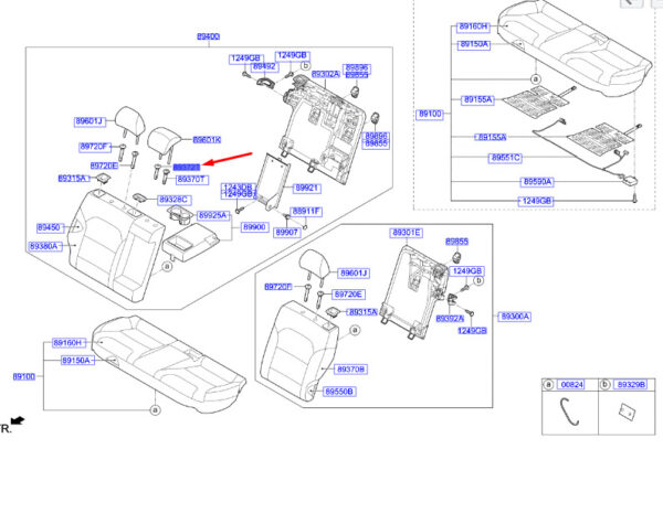 89372G5000WK - Kia Niro MK1 Headrest Center Guide Rear Left 89372G5000WW NEW ORIGINAL