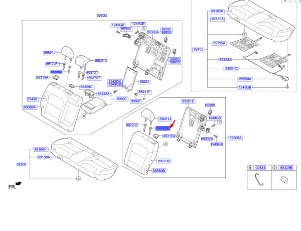 89385G5000WK - Kia Niro MK1 Rear Seat Headrest Lever Guide 93385G5000WW, NEW, ORIGINAL