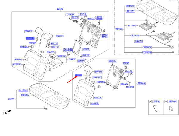 89485G5000DDK - Kia Niro MK1 Rear Seat Headrest Lever Guide 89485G5000DDK, NEW, ORIGINAL