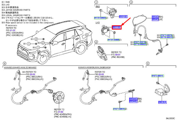 8951033030 - Toyota RAV 4V XA50 Brake Pedal Lifting Sensor 8951033030 NEW ORIGINAL