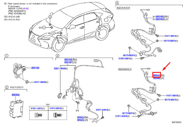 8954548070 - LEXUS NX MK1 ABS Sensor Rear Right 8954548070 NEW ORIGINAL