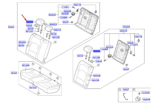 89700G4000PKA - Hyundai i30 MK3 headrest rear seat 89700G4000PKA NEW ORIGINAL