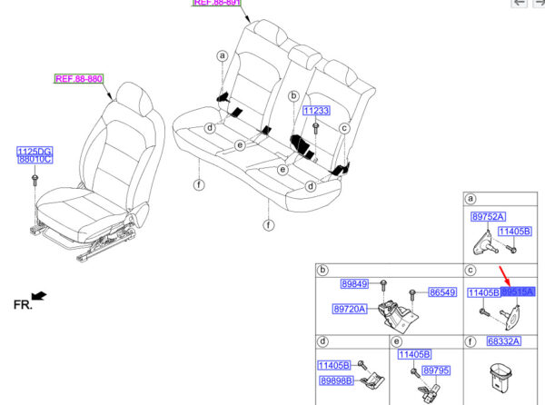 89751G4100 - Hyundai i30 MK3 hinge for rear seat left 89751G4100 NEW ORIGINAL