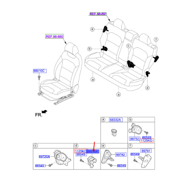 89751G5000 - KIA NIRO MK1 REAR SEAT BACK HINGE LEFT 89751G5000 NEW GENUINE