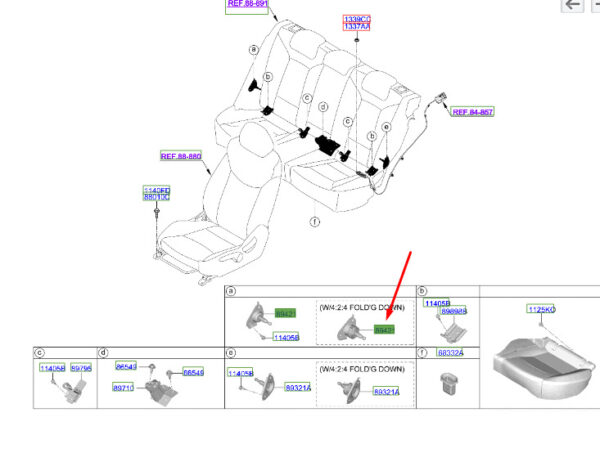 89752J7000 - Kia CEED MK3 CD Hinge Mount for Rear Seat Back Right 89752J7000 NEW