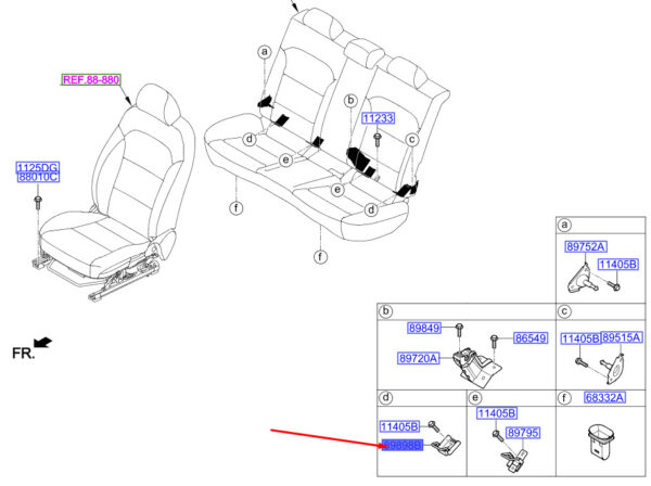 89797G4000 - Hyundai i30 MK3 Left Lower Kids Anchor Mount 89797G4000 NEW ORIGINAL