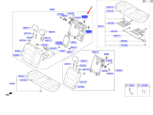 898581Y000WK - Kia Niro MK1 Child Seat Center Cover for Rear Seat 89881Y000WW, Original Part