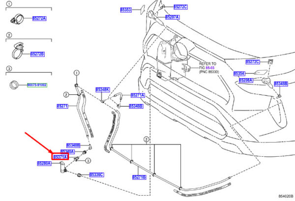 9007515053 - Toyota RAV 4V XA50 Headlight Washer Hose 9007515053 NEW ORIGINAL