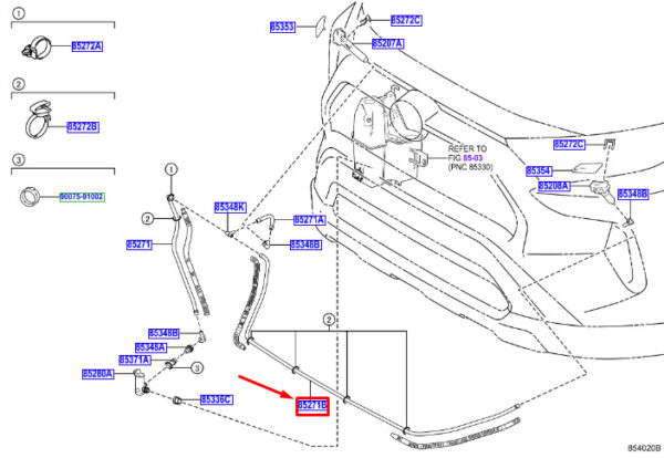 9007515055 - Toyota RAV 4V XA50 Headlight Washer Hose 9007515055 NEW ORIGINAL