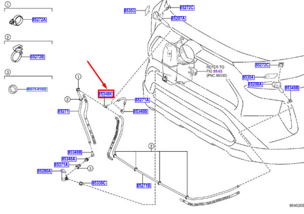 9007517013 - Toyota RAV 4V XA50 Headlight Wash Hose Connection 9007517013 NEW ORIGINAL