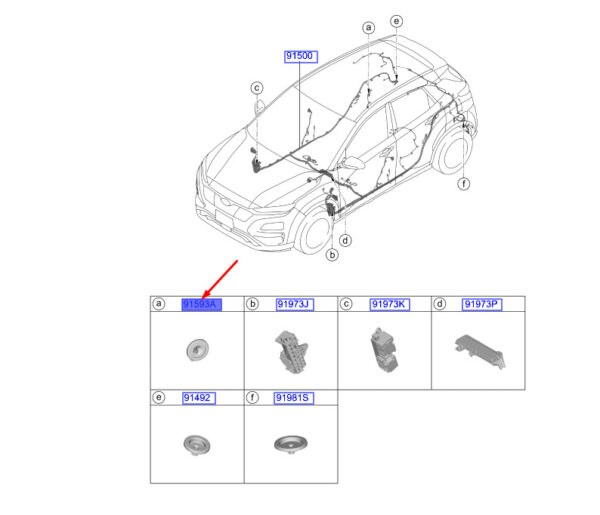 915803A500 - Hyundai Kona Electric MK1 Floor Wiring Grommet 915803A500, Original