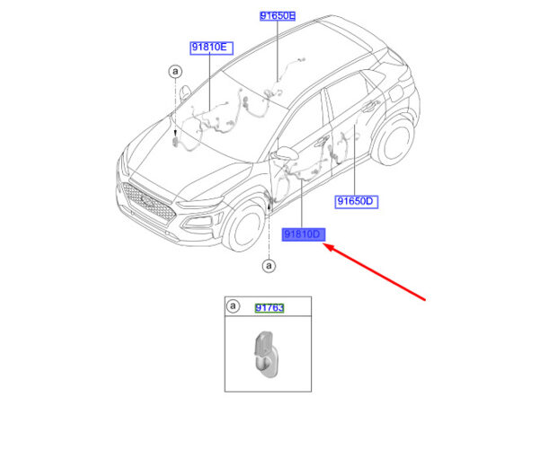 91600J9310 - Hyundai Kona MK1 Front Left Door Wiring LHD 91600J9310 NEW GENUINE